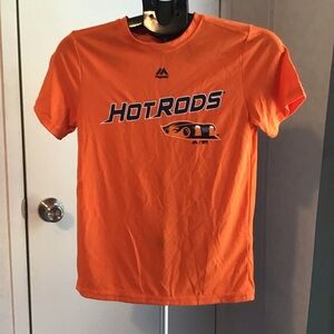 Majestic MILB Bowling Green Hot Rods T-Shirt Youth Kids M Evolution Cool Orange